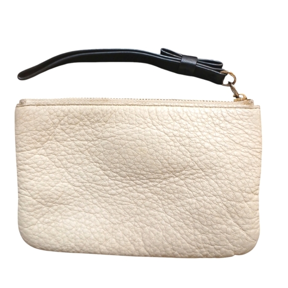 Kate Spade Wristlet Cream Pebbled Leather Pouch - Picture 2 of 8